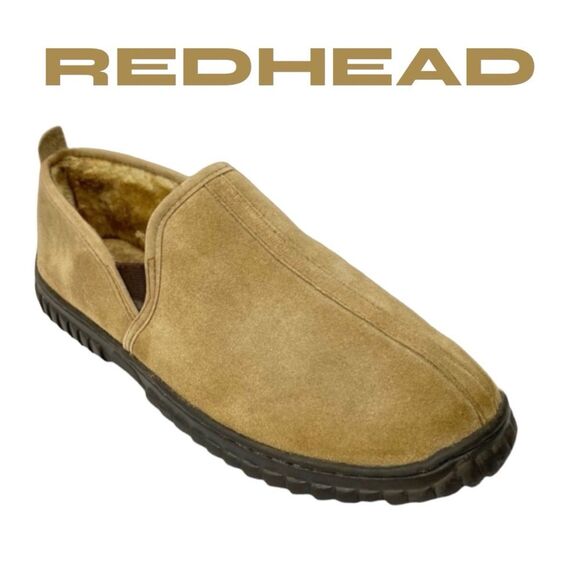 RedHead Lodge Moc Men’s Suede Slippers Faux Fur Indoor Outdoor Size 11M - Picture 1 of 8